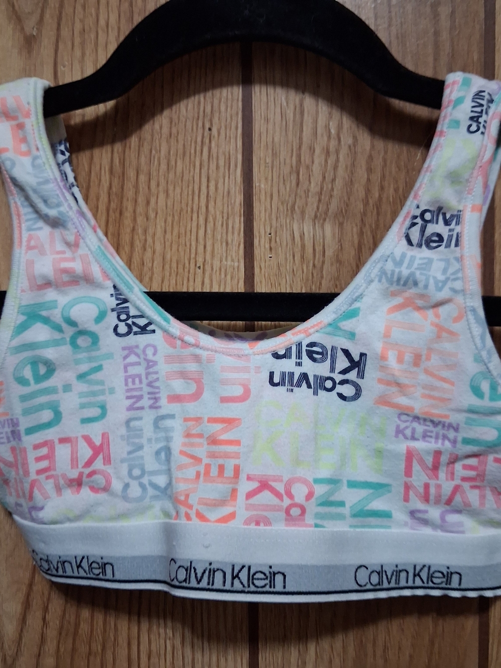 Calvin Klein Cotton blend Logo Bralette Kids All Over Logo Design Sm(6x)
